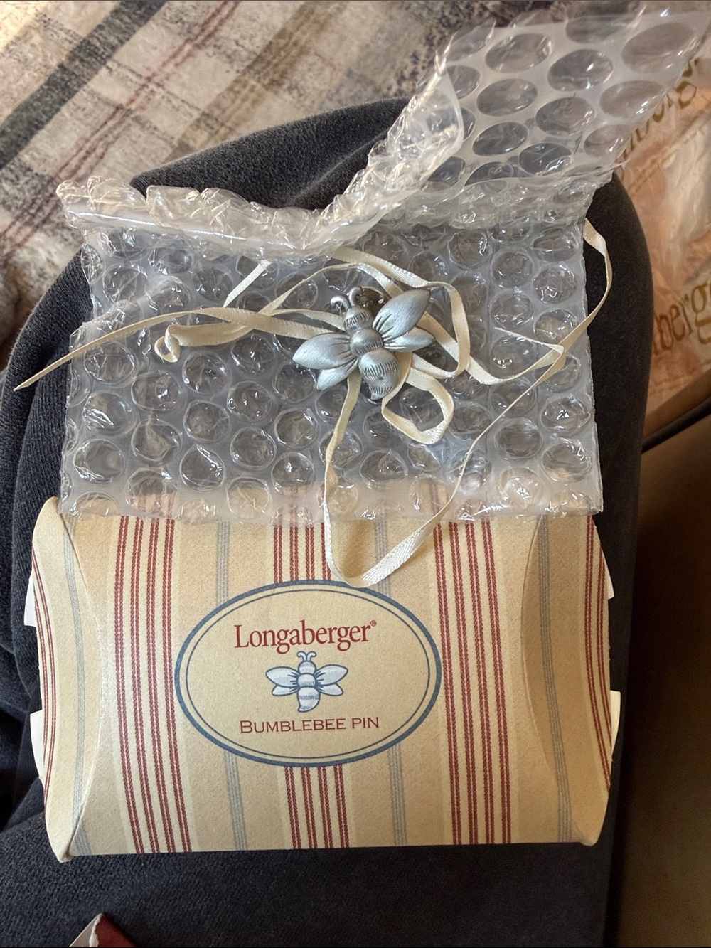 Longaberger Silver Bumblebee Pin